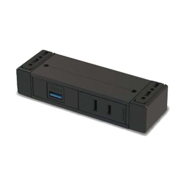 石黒製作所 プラパート カセット式コンセント G001 黒 電源1口/USBーA(中継)1口 G001-2-EA-B 1個 474-3617（直送品）