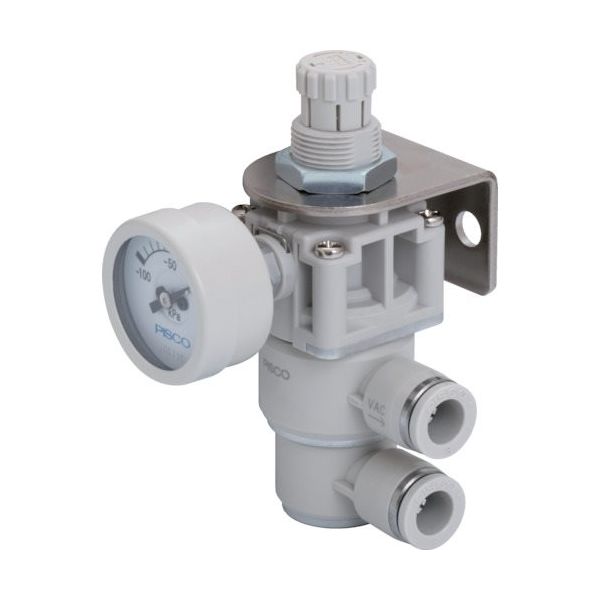 日本ピスコ PISCO 真空レギュレータプッシュロックタイプ φ30mm負圧計付 ユニオンタイプ RVZ8UG 1個 520-8144（直送品）