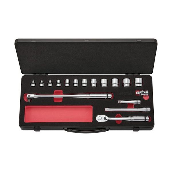 nepros 9.5sq.ソケットレンチセット(17点)(ケース付) 6角 ケース間口455×奥行190×高さ60mm NTB317CZ（直送品）