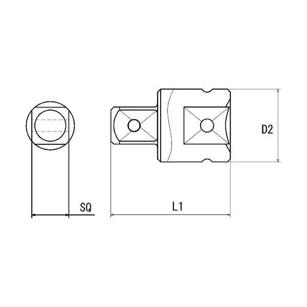 近江精機 近江 差込四角9.52 アダプターソケット 先端四角12.7 全長37 ピンタイプ OS-3AD-SQ12.7-37 1本（直送品）