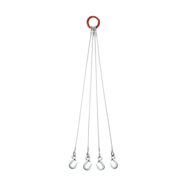 オーエッチ工業 OH 4点吊りワイヤースリング スリムフック付 6mm×1m 4W6-10S 1本 405-3058（直送品）