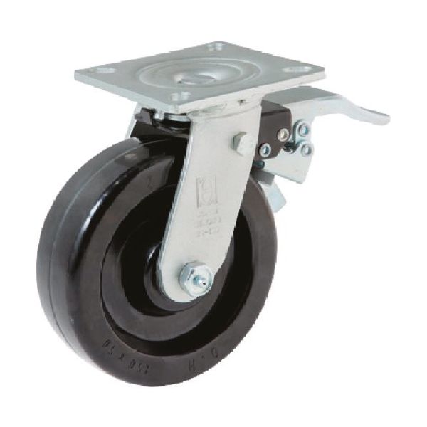 オーエッチ工業 OH 24番キャスター 自在車(ブレーキ付) プラスカイト車輪付 φ150mm 24PKB-150 1個 405-6045（直送品）