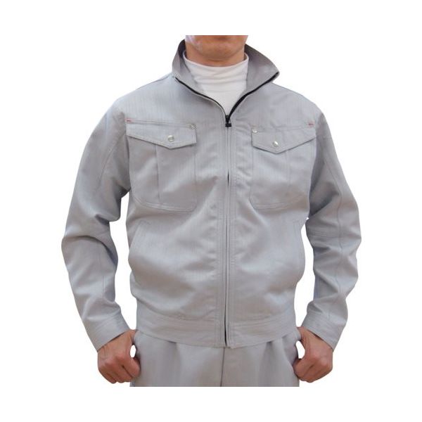 トーマセンイ TEAGLES シャドーストライプブルゾン(背裏風神プリント) シルバー S 33700 SL 1枚 425-9105（直送品）