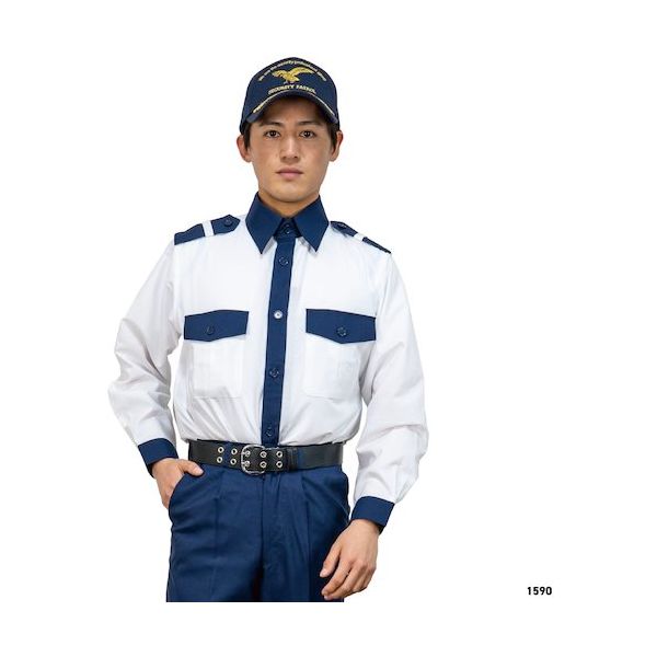 岡潮 警備シャツ1590(春夏秋)ユニセックス M 1590-M 1着 466-2480（直送品）