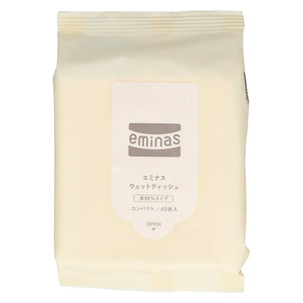 丸住製紙 エミナスウェットティッシュコンパクトノンアルコールプレーン 4948258007449 1セット(40枚×8点)（直送品）
