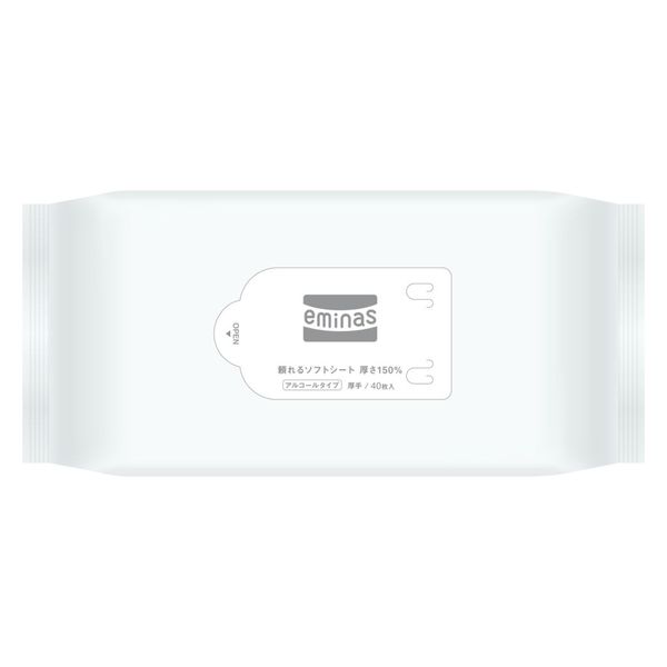 丸住製紙 エミナスウェットティッシュ頼れるソフトシート厚さ150%アルコールプレーン 4948258007562 1セット(40枚×10点)（直送品）