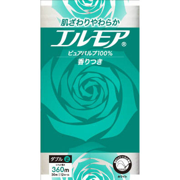 カミ商事 エルモア 12ロール ダブル 30M 花の香り 4971633162990 1セット(12巻×8点)（直送品）
