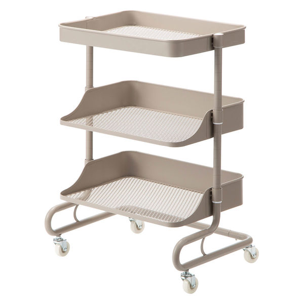 コンフォートワーク バスケットトローリー デスクサイドワゴン 3段 キャスター付き グレージュ ADT-3(GG) 1個 オリジナル オリジナル（直送品）