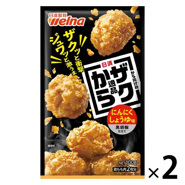 日清 から揚げ粉 ザクから逸品 にんにくしょうゆ味 黒胡椒仕立て 100g＜鶏もも肉2枚分＞ 1セット（1個×2）日清製粉ウェルナ