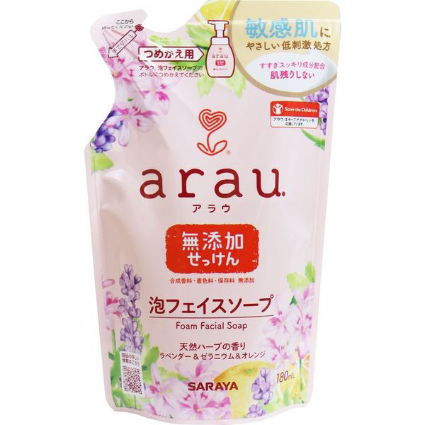 サラヤ arau.(アラウ) 泡フェイスソープ 詰替用 180mL