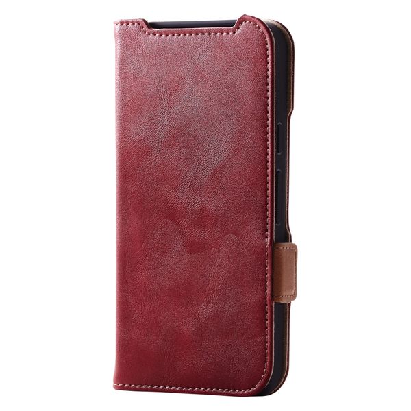 P242 ケース レザー 手帳型 マグネット 衝撃吸収 スタンド機能付 レッド PM-P242PLFYRD エレコム 1個（直送品）