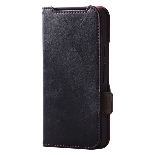 P242 ケース レザー 手帳型 マグネット 衝撃吸収 スタンド機能付 ブラック PM-P242PLFYBK エレコム 1個（直送品）