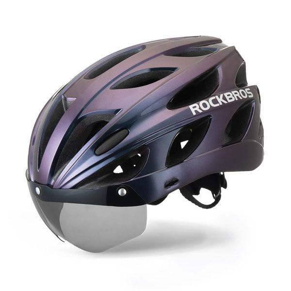 ロックブロス 自転車用サングラス付きヘルメット(TT-16-CB)パープルメタリック TT-16-CB 1個 4570122011780（直送品） -  アスクル