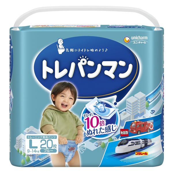 トレパンマン パンツ ブルー L（9kg～14kg）男の子用 1パック（20枚） ユニ・チャーム - アスクル