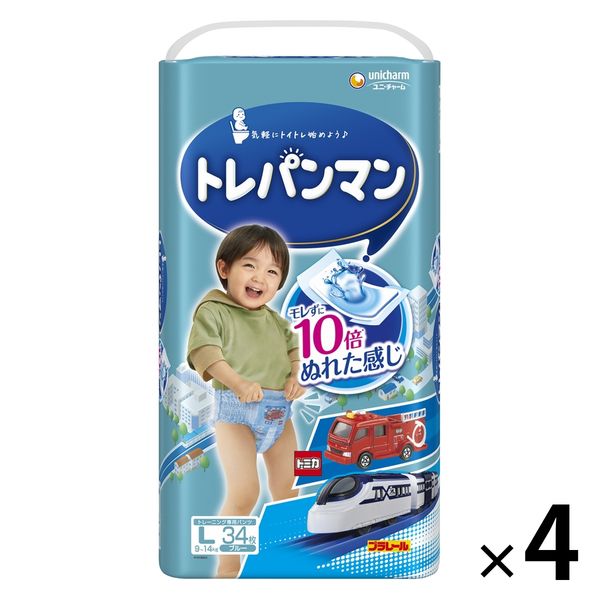 トレパンマン パンツ ブルー L（9kg～14kg）男の子用 1パック（34枚×4パック ） ユニ・チャーム