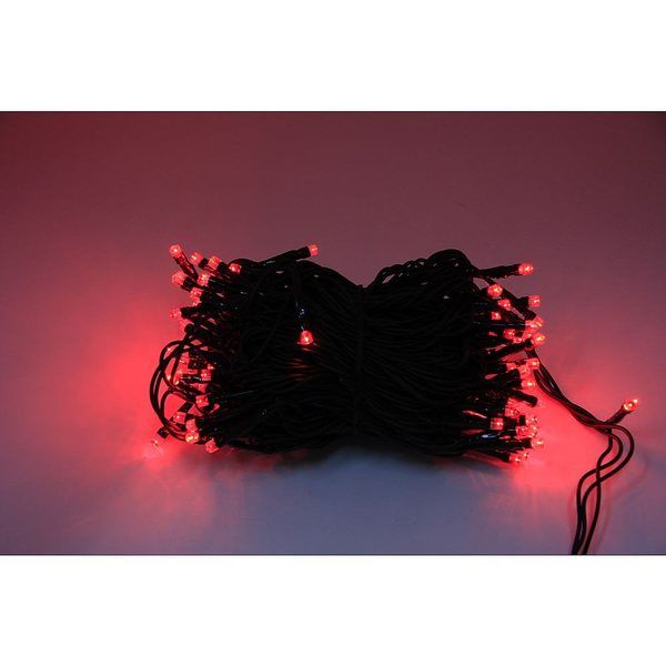 アズワン LEDストレートライト 100球 10m 赤 黒ケーブル 67-6595-23 1式（直送品）