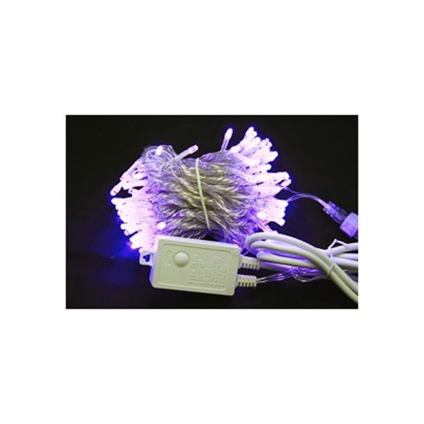 アズワン LEDストレートライト 100球 10m 紫 透明ケーブル 67-6595-27 1式（直送品）