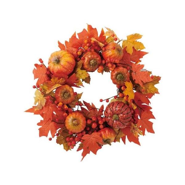 アズワン パンプキンリース 直径50cm 秋ハロウィン オレンジ 67-7115-67 1個（直送品）