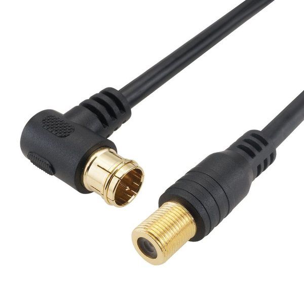 ホーリック アンテナ延長ケーブル 1m ブラック F型接栓メス/L字差込式コネクタ ACF10-672BK 1本 65-5725-17（直送品）
