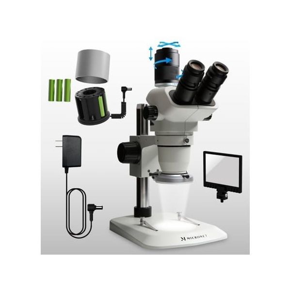 【同時三視野】ズーム式実体顕微鏡 伸太T + LEDリング照明(スタンダード)+ 乾電池電源 YS05T+SIMPLE5+TK8 1セット（直送品）