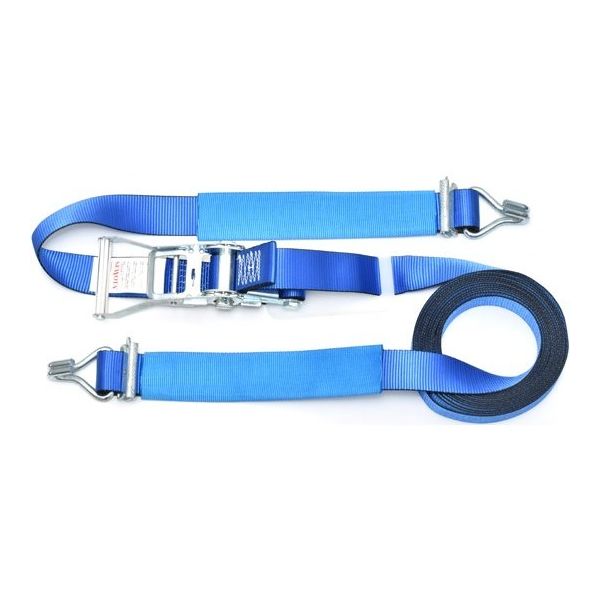 ラチェット式ラッシングベルト 5tタイプ 固定側:1m 調整側:7m Jフック+ワンピース 10本セット 67-4812-75（直送品）