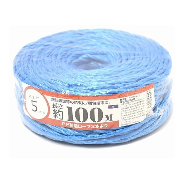 紺屋商事 PP荷造りヨリロープ 5mm×100m 青 720015 1巻 64-9605-85（直送品）