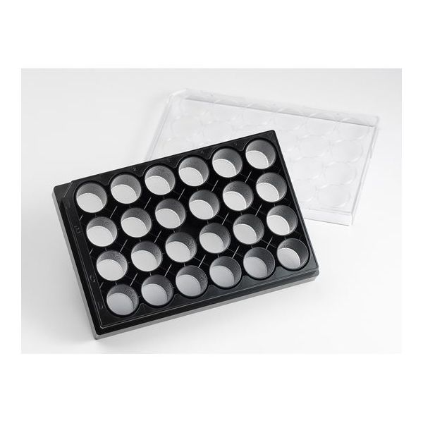 Elplasia プレート 24ウェル クリアボトムプレート黒 ラウンドボトム 超低接着表面 1個×5パック入 4441 1ケース(5個)（直送品）