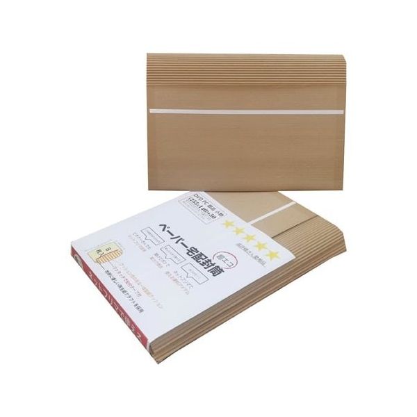 紺屋商事 クッション封筒 宅配用 両面紙素材 テープ付 255mmx140mm+50mm 40枚入 971105 1袋(40枚)（直送品）