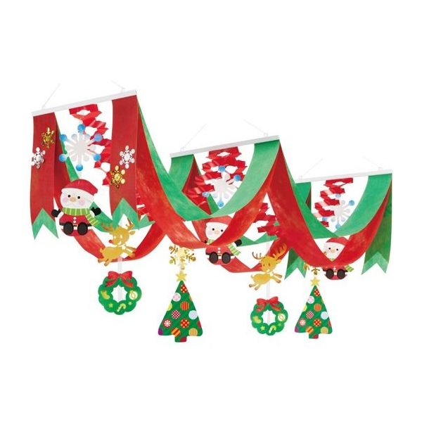 アズワン おすわりサンタデラックスペナント 天井飾り 67-8943-81 1枚（直送品）