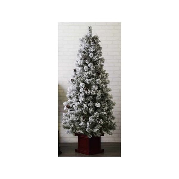 アズワン ベース付きブラシクリスマスツリー スリムスノー 高さ180×幅76cm 67-8937-99 1本（直送品）