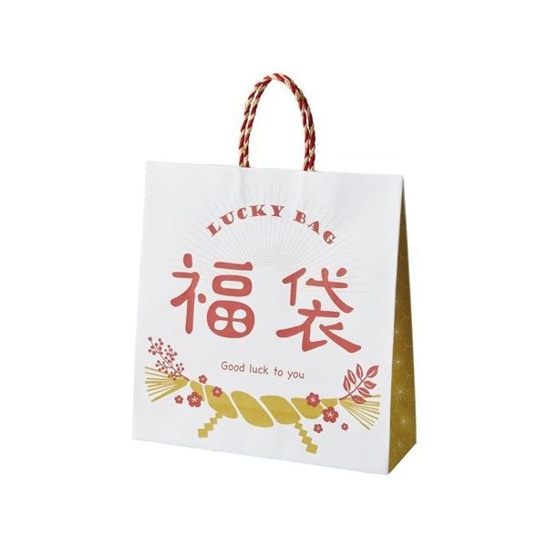 アズワン 福袋手提げ紙袋 しめ飾り おしゃれ 32×11×33cm 50枚入 67-8945-26 1個(50枚)（直送品）