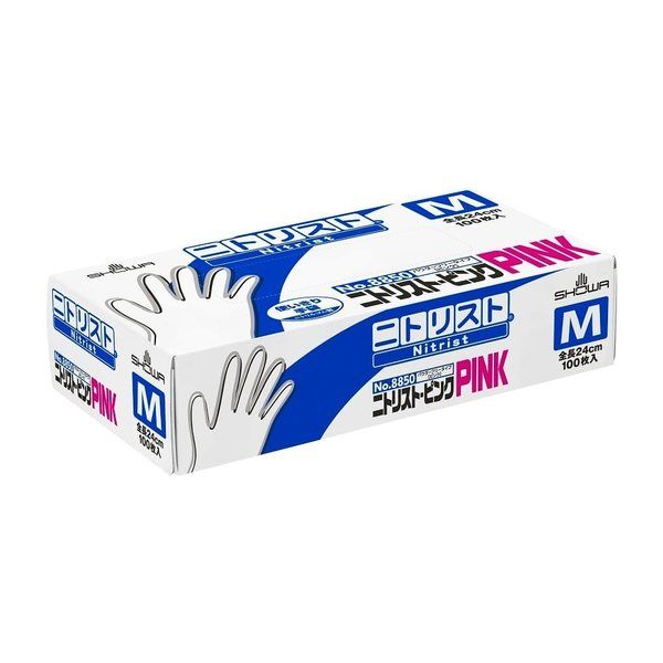 アズワン ニトリスト・ピンク M 100枚×10箱入 67-9333-98 1ケース(1000枚)（直送品）