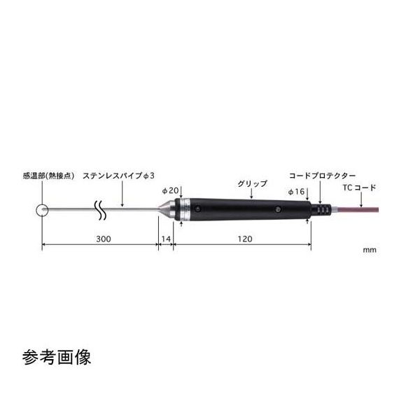 半固形物・液体一般用温度センサ BSシリーズ ー200~500°C グリップタイプ φ3mm BS-31E-030-TC1-ASP 1本（直送品）