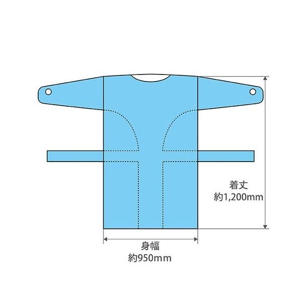 フィフティ・ヴィジョナリー プラスチックガウン(CPEガウン)ブルー 10枚×20袋入 FV-PG-001 1箱(200枚)（直送品）