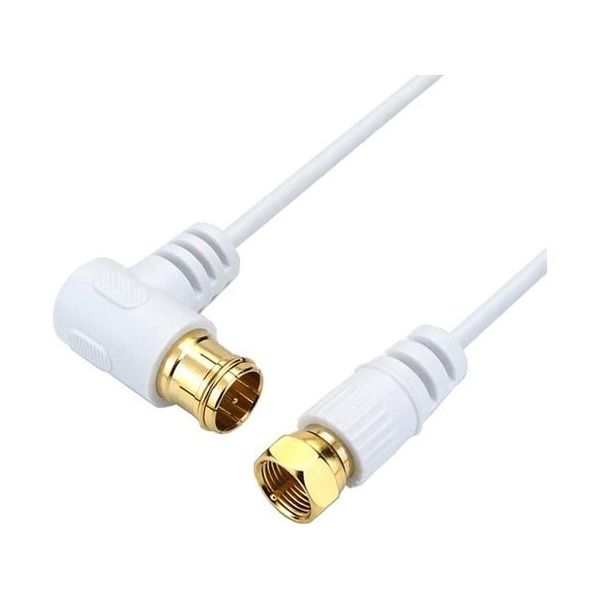 ホーリック 極細アンテナケーブル 50cm ホワイト L字差込式/ネジ式コネクタ AC05-776WW 1本 68-4132-82（直送品）