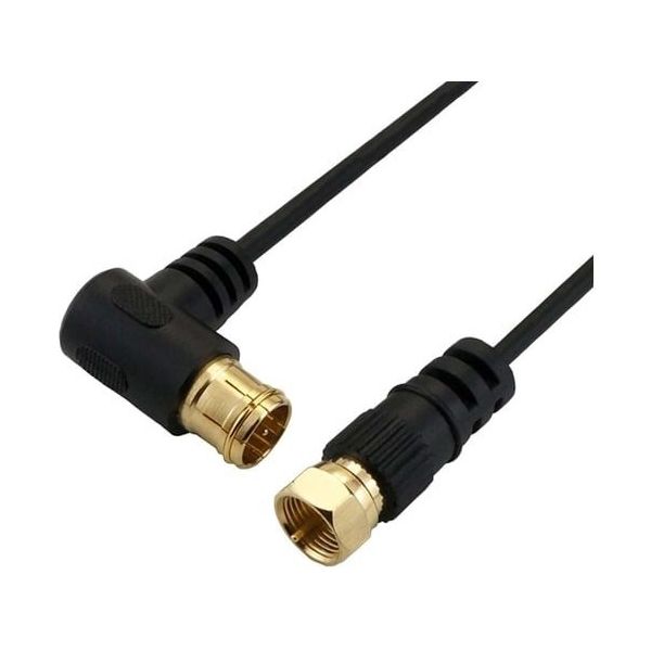 ホーリック 極細アンテナケーブル 50cm ブラック L字差込式/ネジ式コネクタ AC05-777BB 1本 68-4132-83（直送品）