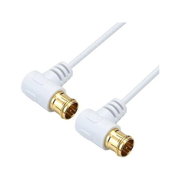 ホーリック 極細アンテナケーブル 1.5m ホワイト 両側L字差込式コネクタ AC15-780WW 1本 68-4132-86（直送品）