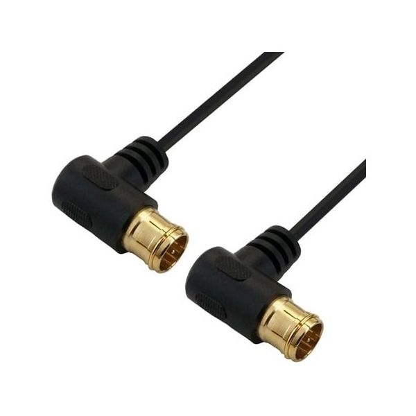 ホーリック 極細アンテナケーブル 1m ブラック 両側L字差込式コネクタ AC10-779BB 1本 68-4132-85（直送品）