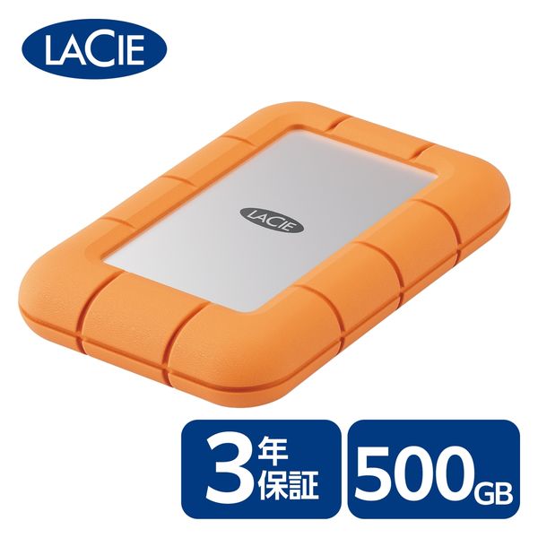 SSD 外付け 500GB ポータブル Rugged mini 耐衝撃 コンパクト STMF500400 LaCie 1個（直送品）