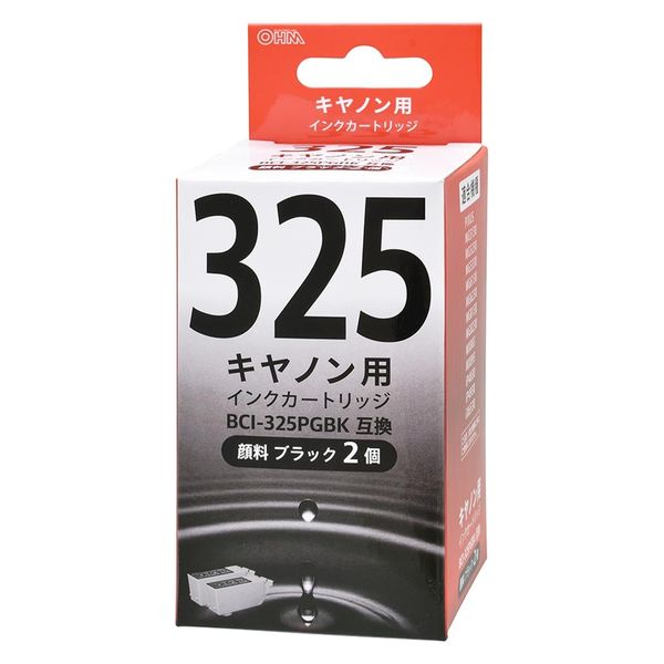 オーム電機 キヤノン互換インク BCI-325PGBK 顔料ブラック 2個入 01-7785 1個（直送品）