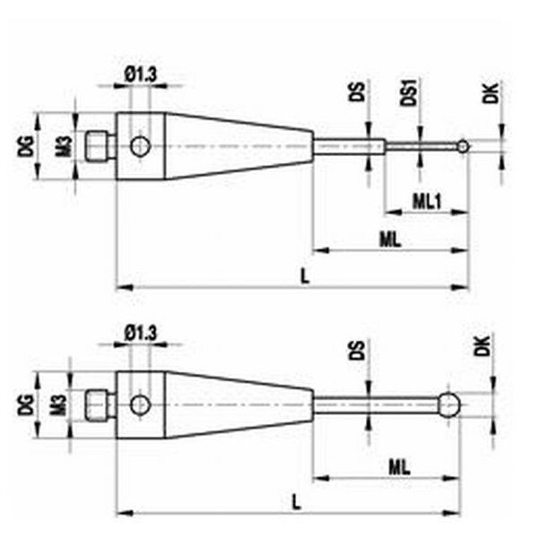 レニショー ストレートスタイラス ネジ径0.18 Φ0.2mm 1軸22球 【Aー5555ー2446】 A-5555-2446 1本(直送品)