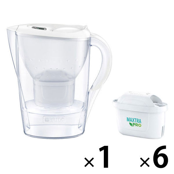 お得セット】 ブリタ（BRITA）ポット型 浄水器 マレーラ マクストラプロ カートリッジ ６個付き - アスクル