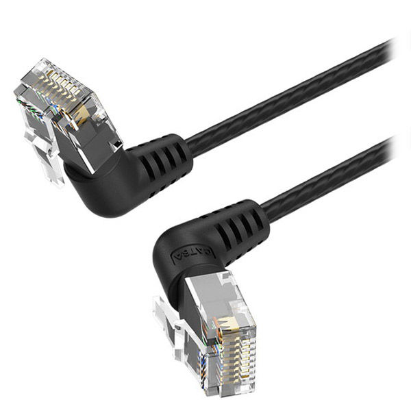 LANケーブル Cat6A UTP 直角折れ360°スイング スリムタイプ 2m