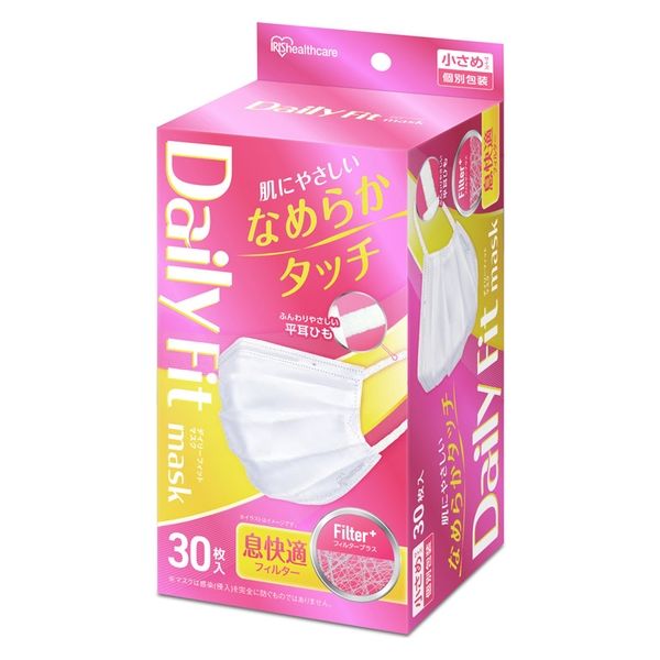 アイリスオーヤマ DAILY FIT MASK なめらかタッチ 小さめサイズ 30枚入 ホワイト PK-DH30SW 1個（直送品）