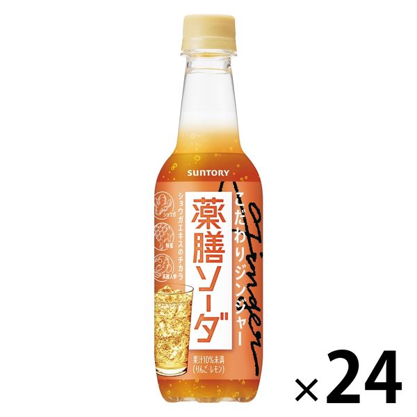 【ワゴンセール】サントリー 薬膳ソーダ こだわりジンジャー 390ml 1箱（24本入）