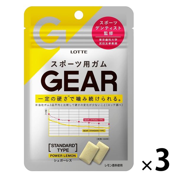 アウトレット】ロッテ GEAR スタンダードタイプ＜パワーレモン＞ 21g 1セット（1袋×3）ガム シュガーレス - アスクル