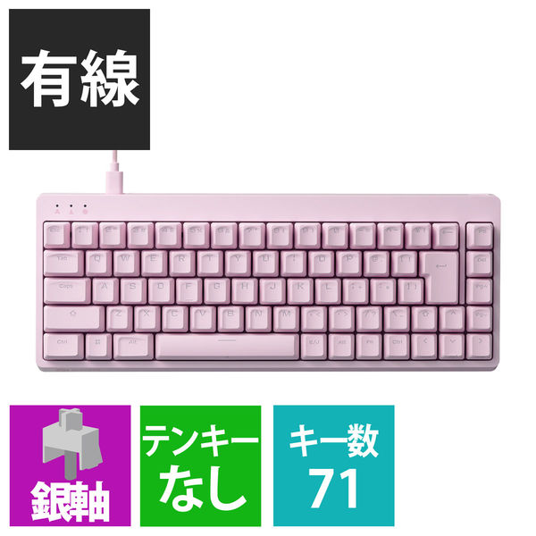 ゲーミングキーボード 有線 RGB メカニカル(銀軸/スピードリニア) コンパクト ピンク TK-VK300SPN エレコム 1個（直送品） -  アスクル