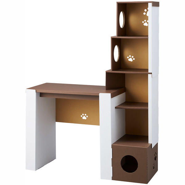 【軒先渡し】コイズミファニテック Hagu ネコ＆テレワークデスク 幅1110×奥行405×高さ1505mm KG-ND700BRWH 1台（直送品） コイズミファニテック Hagu ネコ＆テレワークデスク 幅1110×奥行405×高さ1505mm