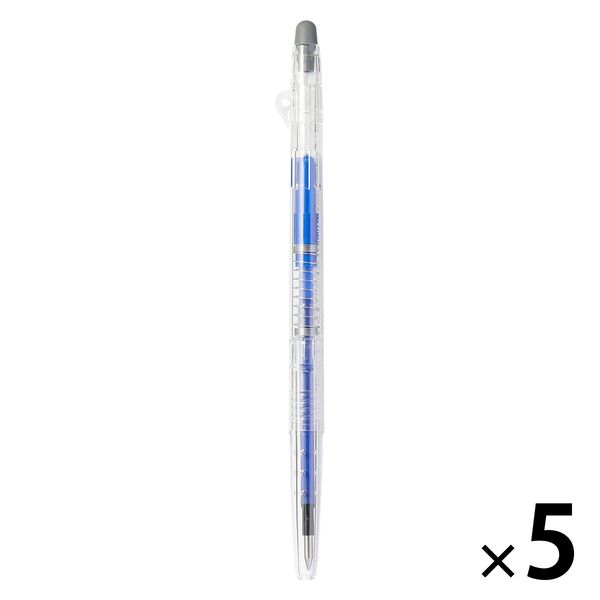 無印良品 こすって消せるスリムボールペン ノック式 0.5mm 青 1セット（1本×5） 良品計画