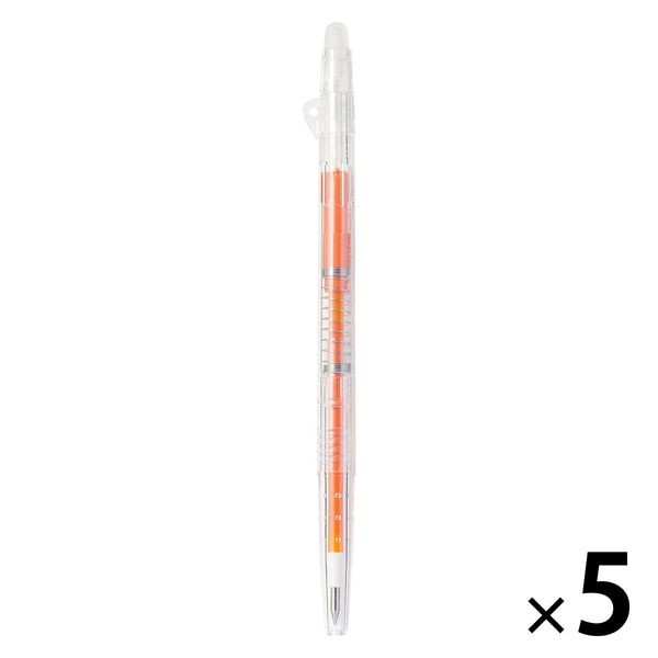 無印良品 こすって消せるスリムボールペン ノック式 0.38mm オレンジ 1セット（1本×5） 良品計画